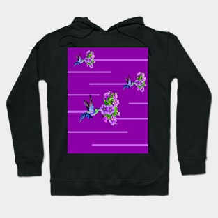 Hummingbirds and purple flowers on purple Hoodie